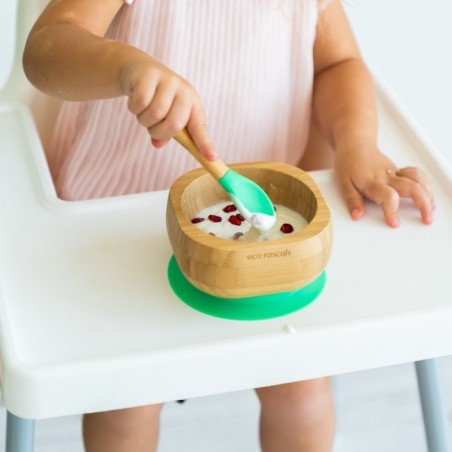 ECO RASCALS Bol de bambú con ventosa y cuchara