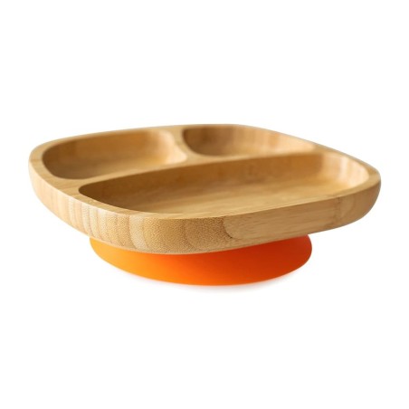 ECO RASCALS Plato de bambú con ventosa con compartimentos