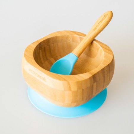 ECO RASCALS Bol de bambú con ventosa y cuchara