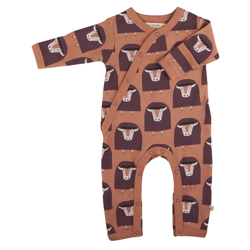 PIGEON Organics Kimono romper - Buffalo on macaroon